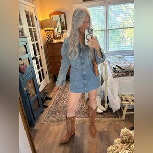 Levi's Blue Denim Mini Dress With raw hem